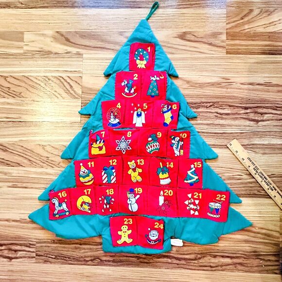 Vintage 1995 Avon Countdown to Christmas Fabric Advent Calendar 25" - NO SANTA